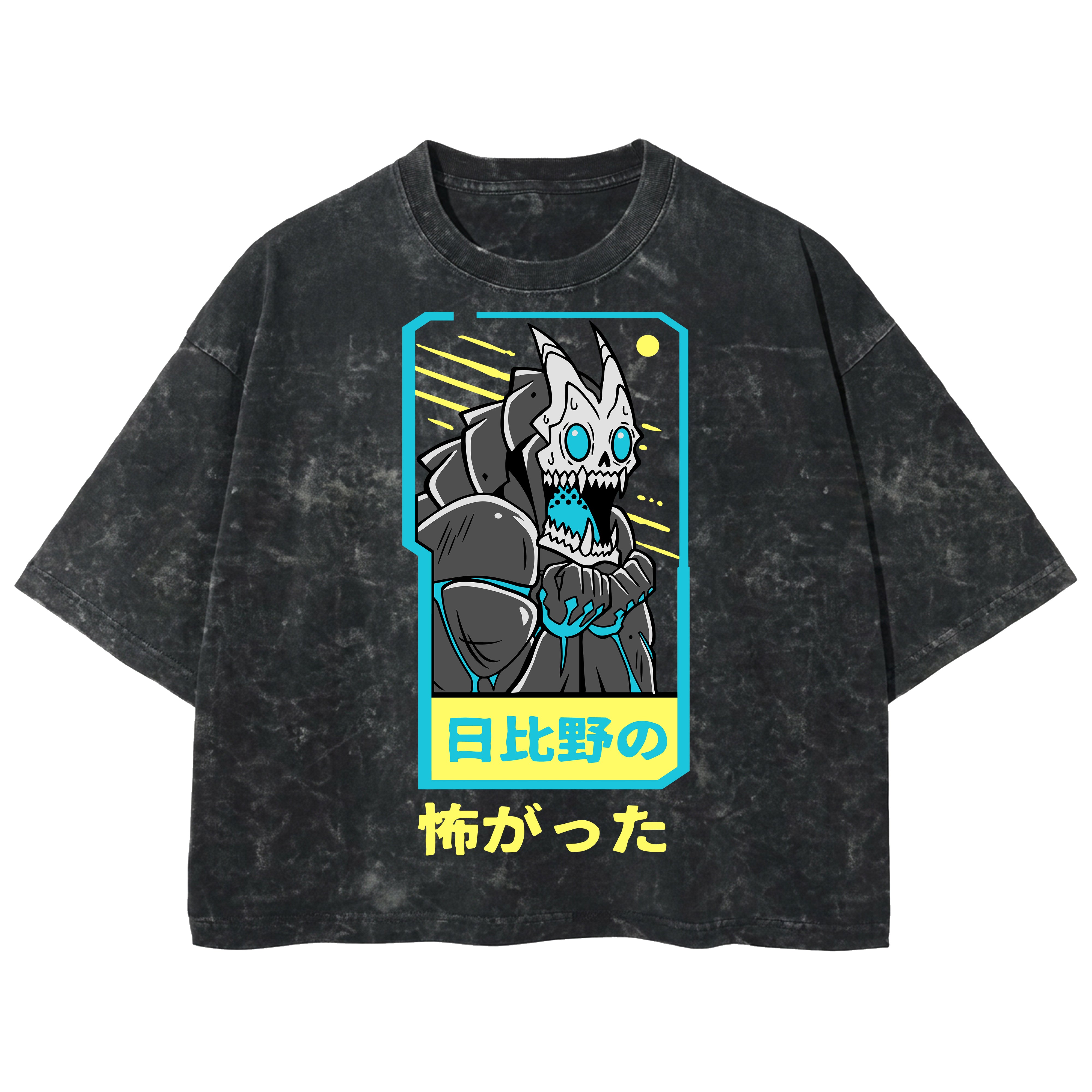 Playera streetwear premium de anime y gaming ExtraLife MX, corte boxy deluxe mineral wash heavyweight en color Acid Wash, moda urbana mexicana de culto.