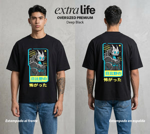 Defensa Anti-Monstruo | El Cuerpo del Bien #02024 - Playera Oversized Premium | Deep Black - Foto en modelo