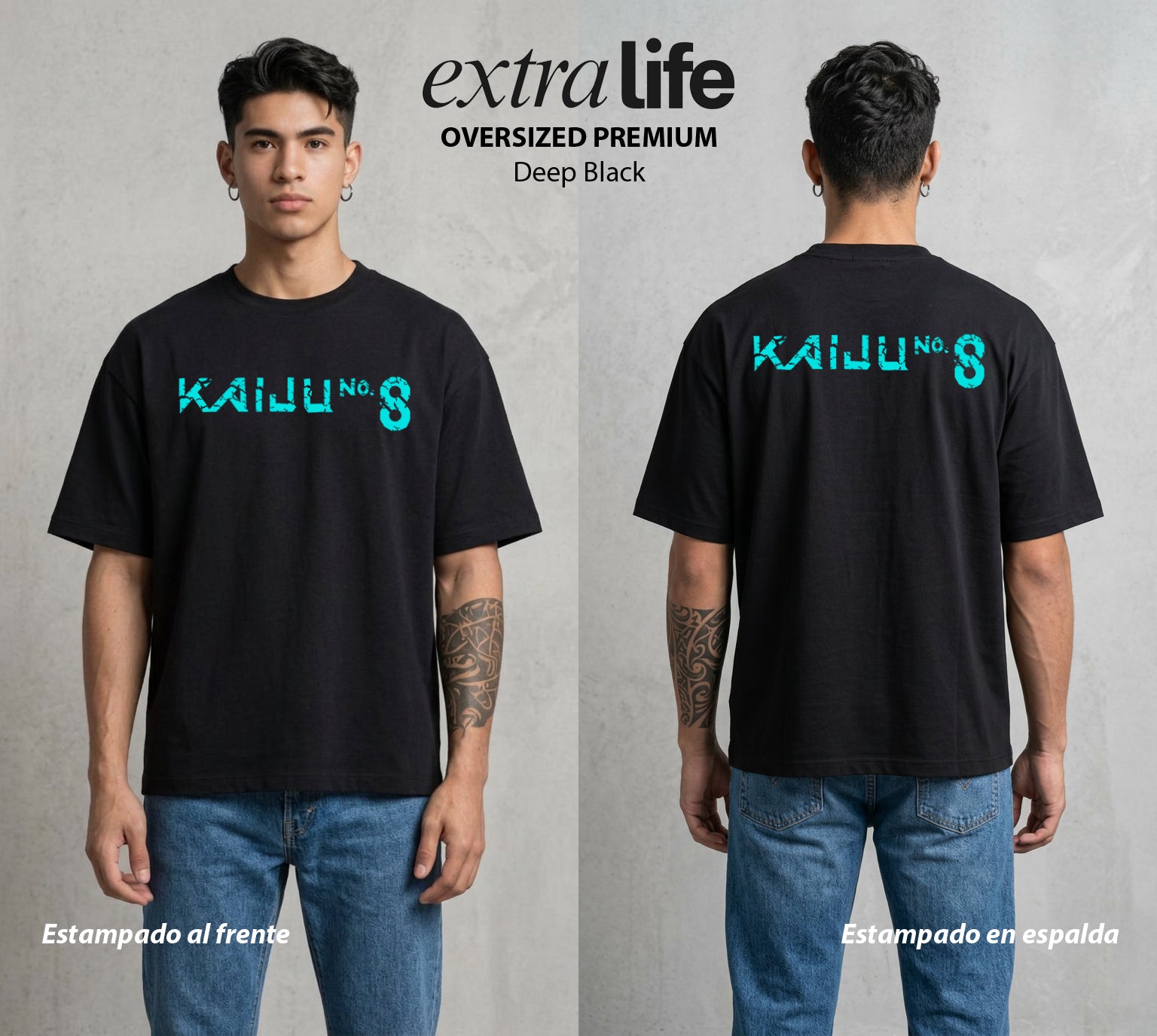 Defensa Anti-Monstruo | El Cuerpo del Bien #02026 - Playera Oversized Premium | Deep Black - Foto en modelo