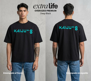 Defensa Anti-Monstruo | El Cuerpo del Bien #02026 - Playera Oversized Premium | Deep Black - Foto en modelo
