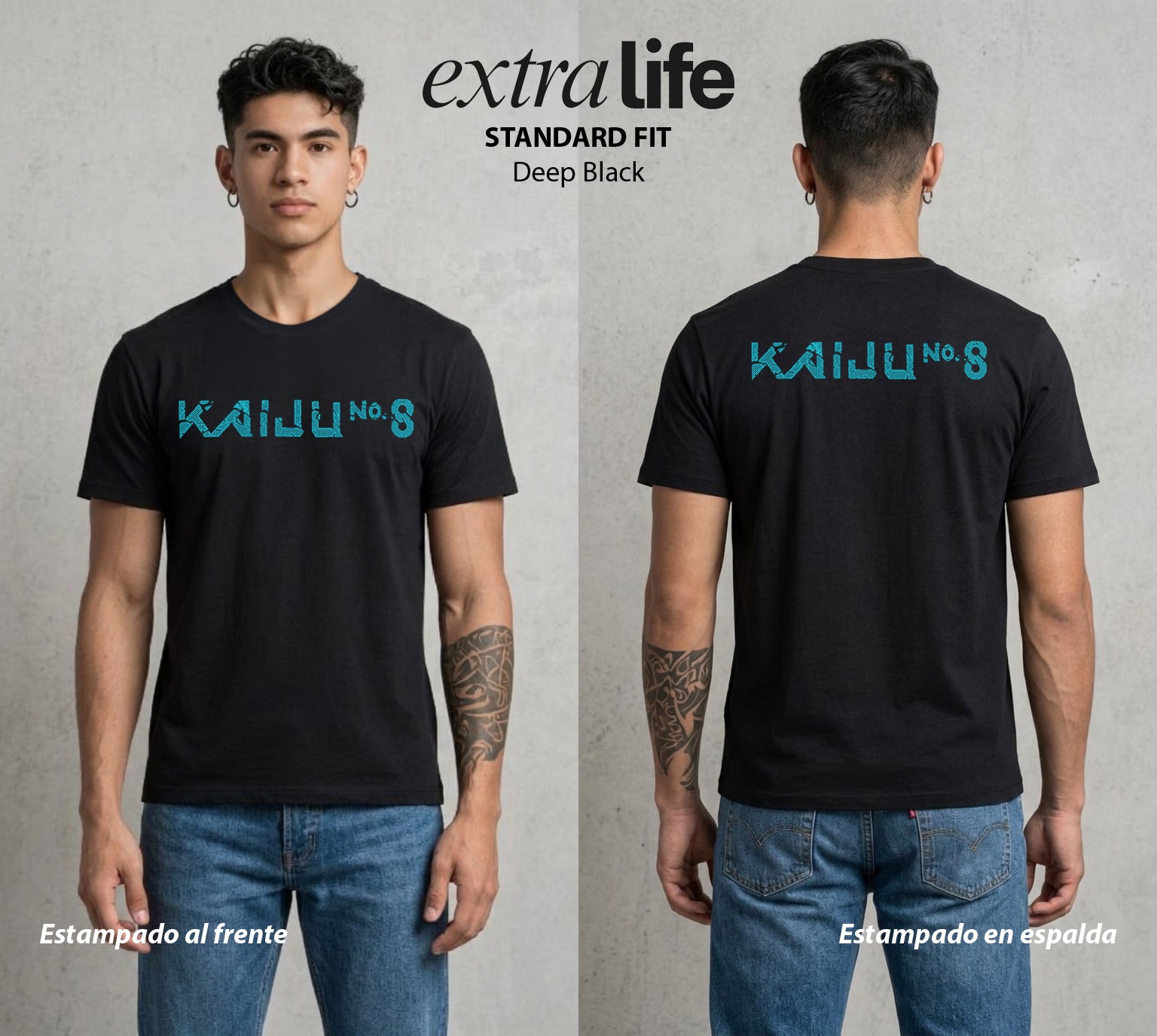 Defensa Anti-Monstruo | Los Defensores Anti-Kaiju #02027 - Playera Standard Fit | Deep Black - Foto en modelo