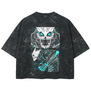 Playera streetwear premium de anime y gaming ExtraLife MX, corte boxy deluxe mineral wash heavyweight en color Acid Wash, moda urbana mexicana de culto.