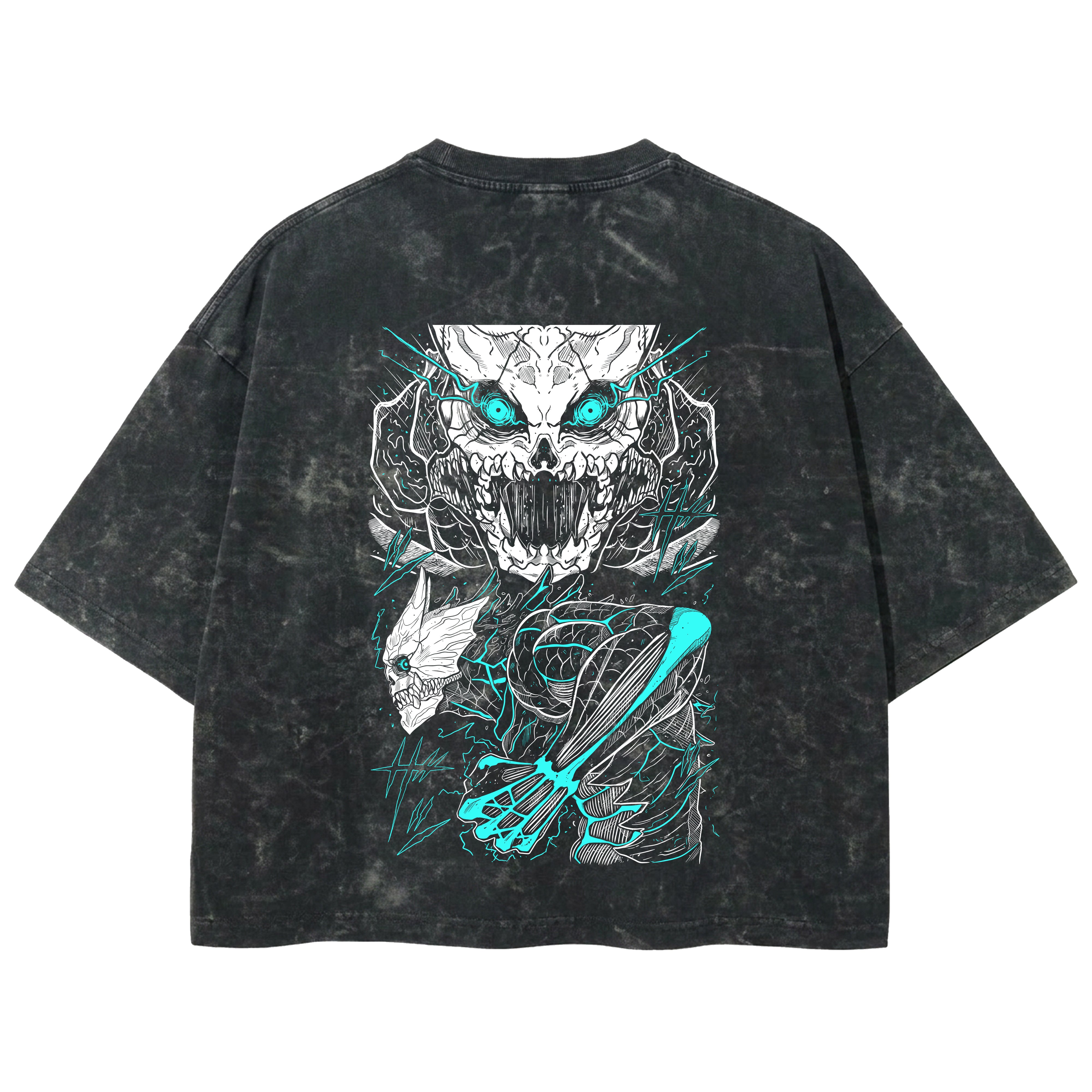 Playera streetwear premium de anime y gaming ExtraLife MX, corte boxy deluxe mineral wash heavyweight en color Acid Wash, moda urbana mexicana de culto.