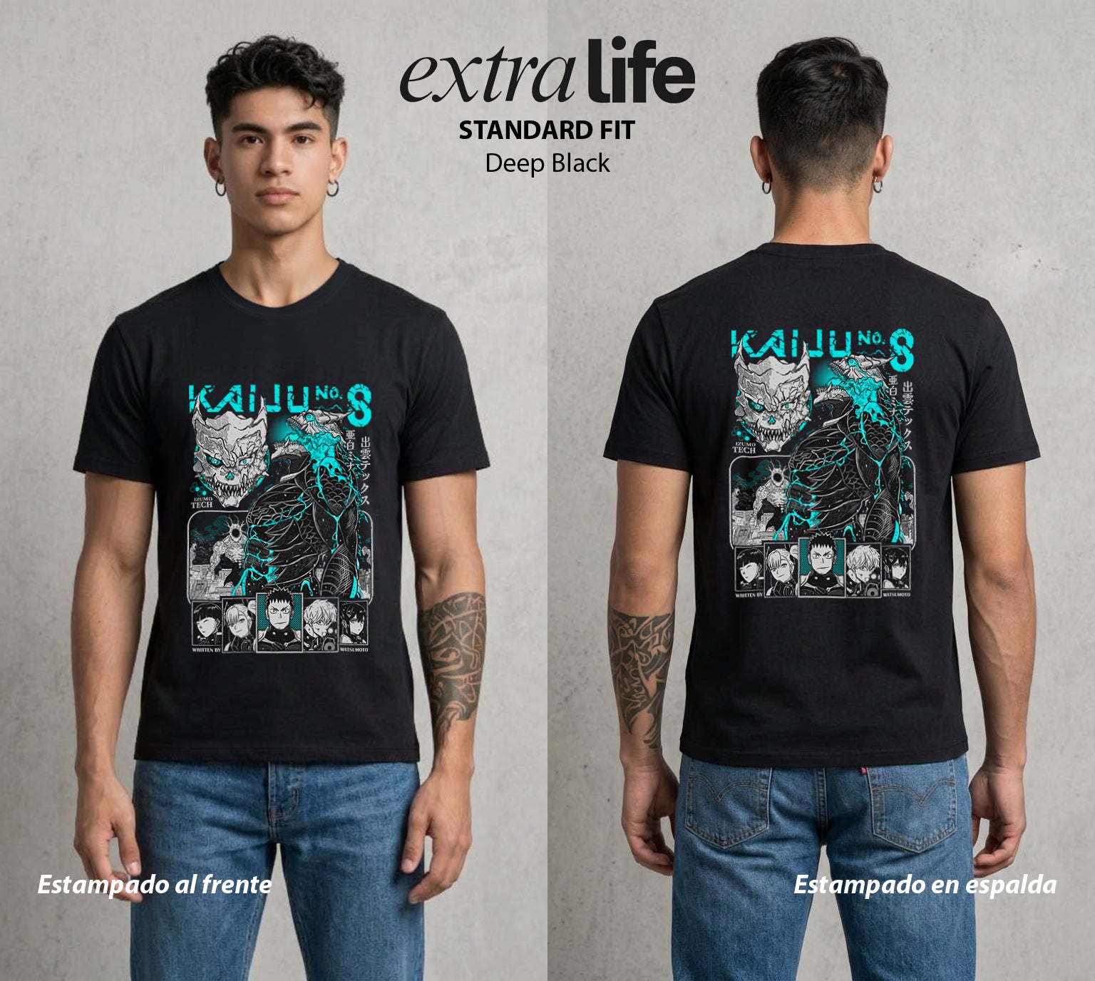 Defensa Anti-Monstruo | Los Defensores Anti-Kaiju #02029 - Playera Standard Fit | Deep Black - Foto en modelo