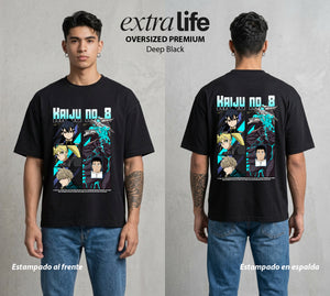 Defensa Anti-Monstruo | El Equipo Anti-Kaiju #02032 - Playera Oversized Premium | Deep Black - Foto en modelo