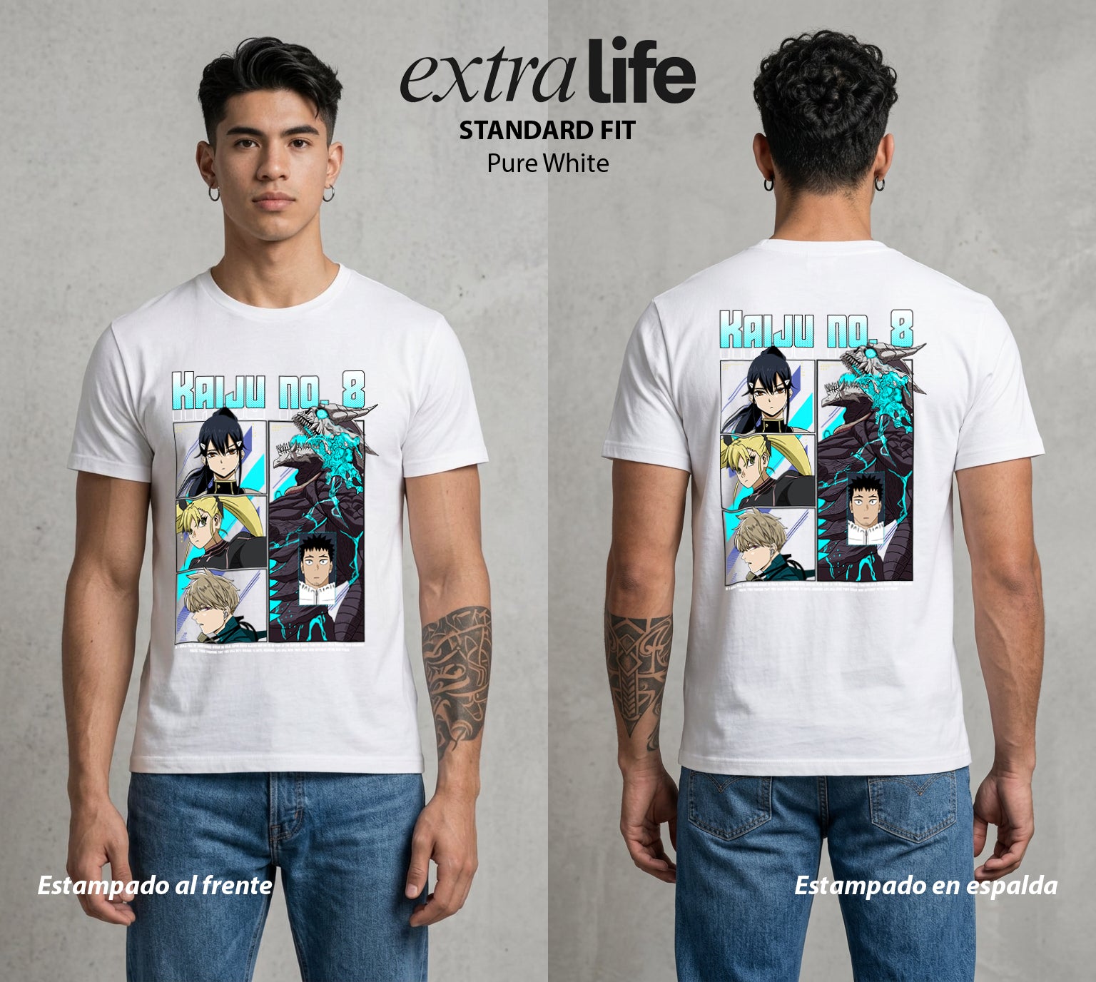 Defensa Anti-Monstruo | El Equipo Anti-Kaiju #02032 - Playera Standard Fit | Pure White - Foto en modelo