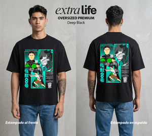Defensa Anti-Monstruo | El Kaiju Humano #02033 - Playera Oversized Premium | Deep Black - Foto en modelo