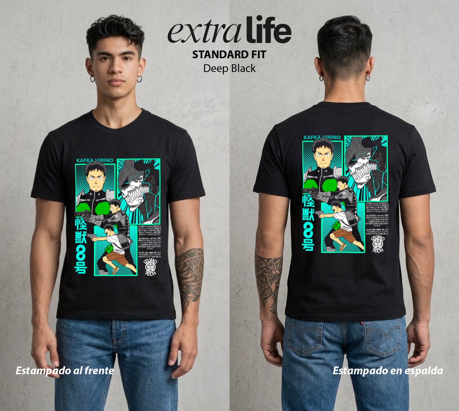 Defensa Anti-Monstruo | El Kaiju Humano #02033 - Playera Standard Fit | Deep Black - Foto en modelo