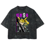 Playera streetwear premium de anime y gaming ExtraLife MX, corte boxy deluxe mineral wash heavyweight en color Acid Wash, moda urbana mexicana de culto.