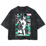 Playera streetwear premium de anime y gaming ExtraLife MX, corte boxy deluxe mineral wash heavyweight en color Acid Wash, moda urbana mexicana de culto.