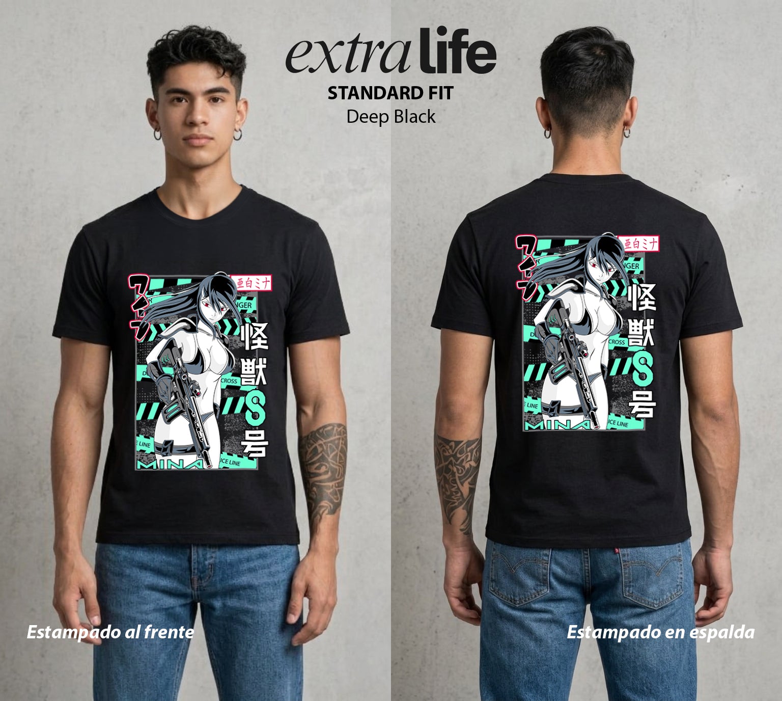 Defensa Anti-Monstruo | La Primera Capitana #02038 - Playera Standard Fit | Deep Black - Foto en modelo