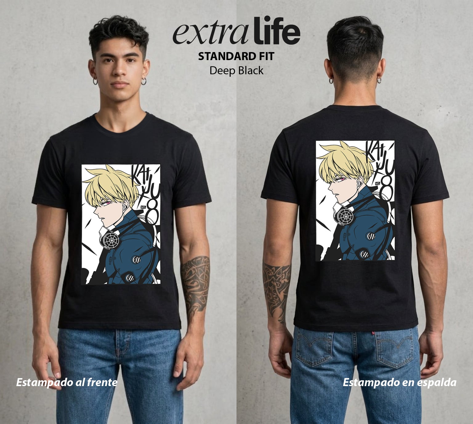Defensa Anti-Monstruo | El Numero Cuatro #02039 - Playera Standard Fit | Deep Black - Foto en modelo