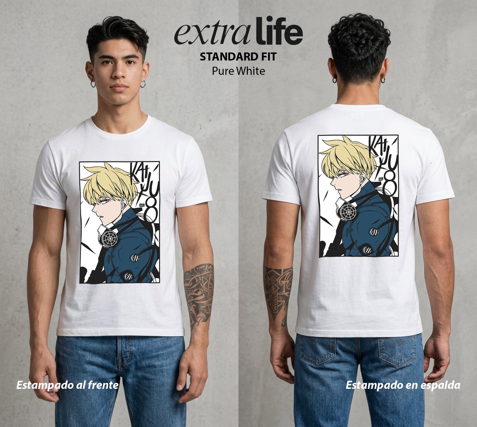 Defensa Anti-Monstruo | El Numero Cuatro #02039 - Playera Standard Fit | Pure White - Foto en modelo