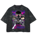 Playera streetwear premium de anime y gaming ExtraLife MX, corte boxy deluxe mineral wash heavyweight en color Acid Wash, moda urbana mexicana de culto.