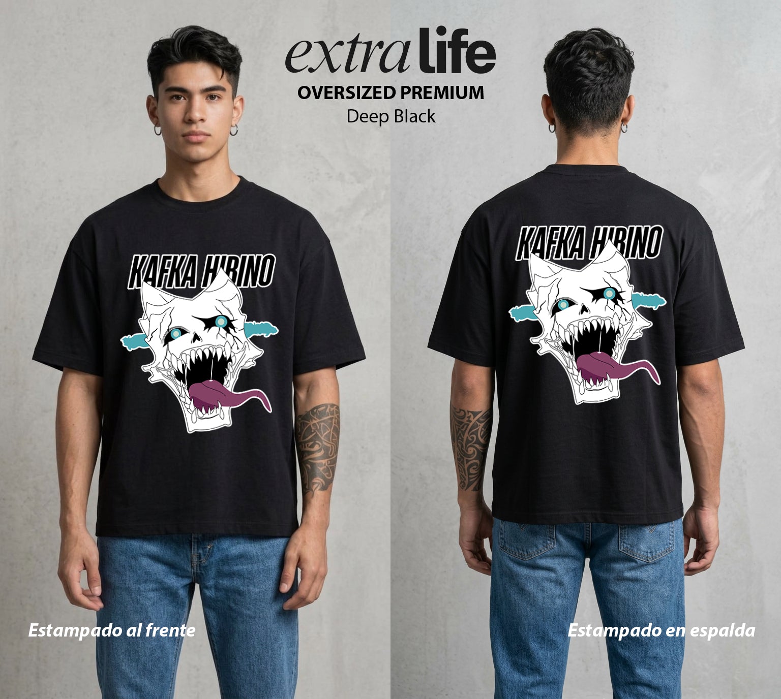 Defensa Anti-Monstruo | El Cuerpo del Bien #02042 - Playera Oversized Premium | Deep Black - Foto en modelo