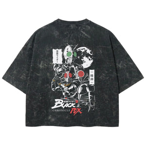 Playera streetwear premium de anime y gaming ExtraLife MX, corte boxy deluxe mineral wash heavyweight en color Acid Wash, moda urbana mexicana de culto.