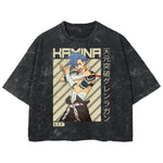 Playera streetwear premium de anime y gaming ExtraLife MX, corte boxy deluxe mineral wash heavyweight en color Acid Wash, moda urbana mexicana de culto.