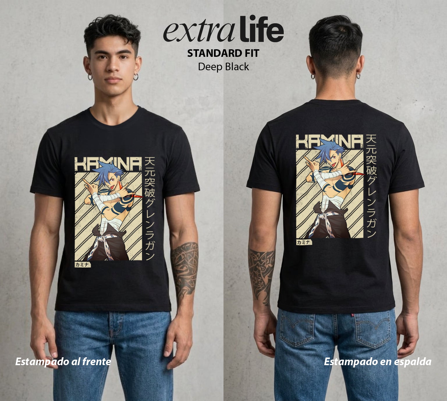 Mas Alla del Cielo | El Gran Hermano del Cielo #02048 - Playera Standard Fit | Deep Black - Foto en modelo