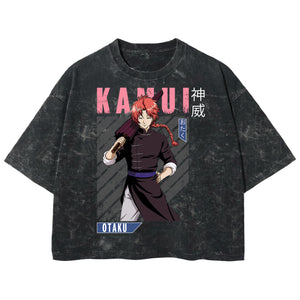 Playera streetwear premium de anime y gaming ExtraLife MX, corte boxy deluxe mineral wash heavyweight en color Acid Wash, moda urbana mexicana de culto.