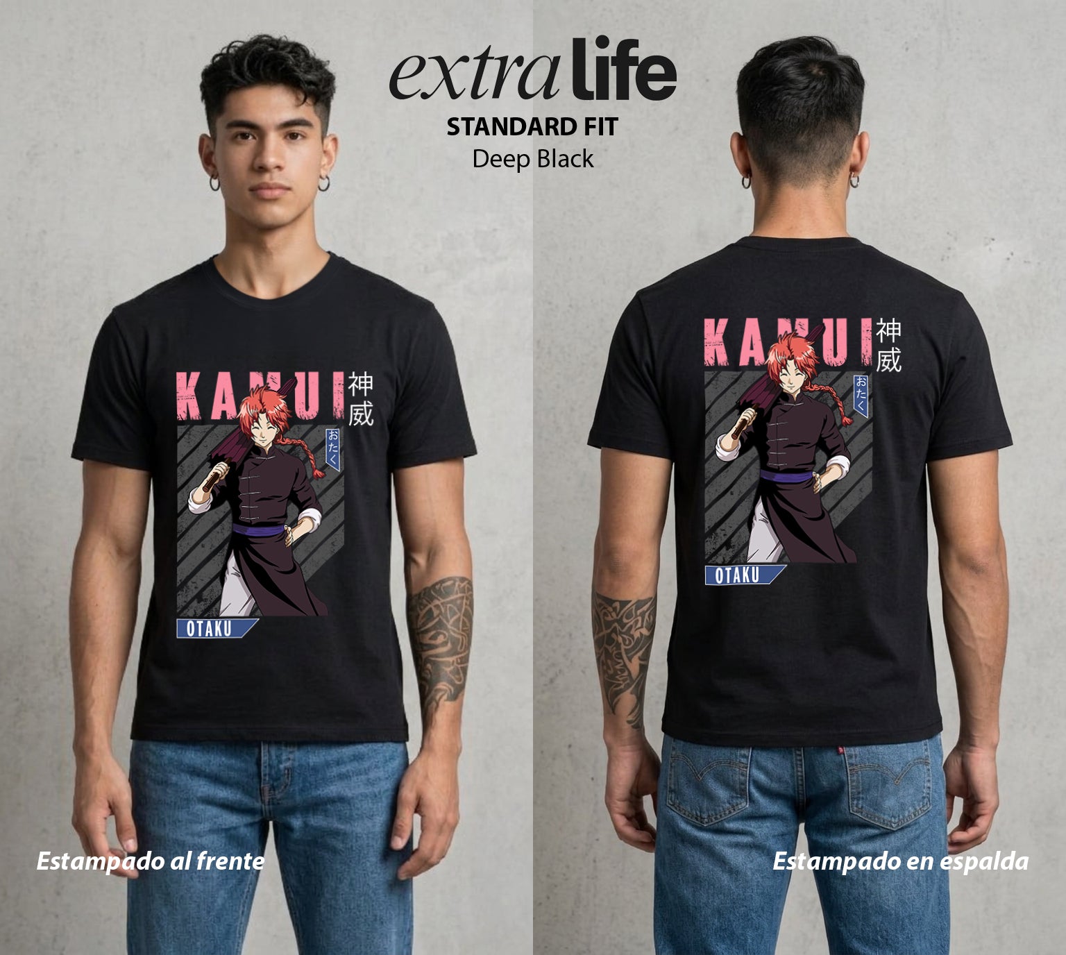 El Samurai sin Trabajo | El Yato del Poder #02055 - Playera Standard Fit | Deep Black - Foto en modelo