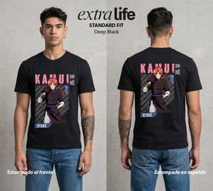 El Samurai sin Trabajo | El Yato del Poder #02055 - Playera Standard Fit | Deep Black - Foto en modelo