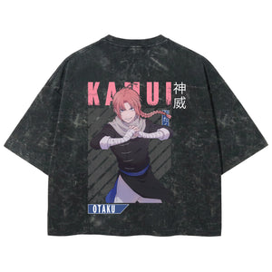 Playera streetwear premium de anime y gaming ExtraLife MX, corte boxy deluxe mineral wash heavyweight en color Acid Wash, moda urbana mexicana de culto.