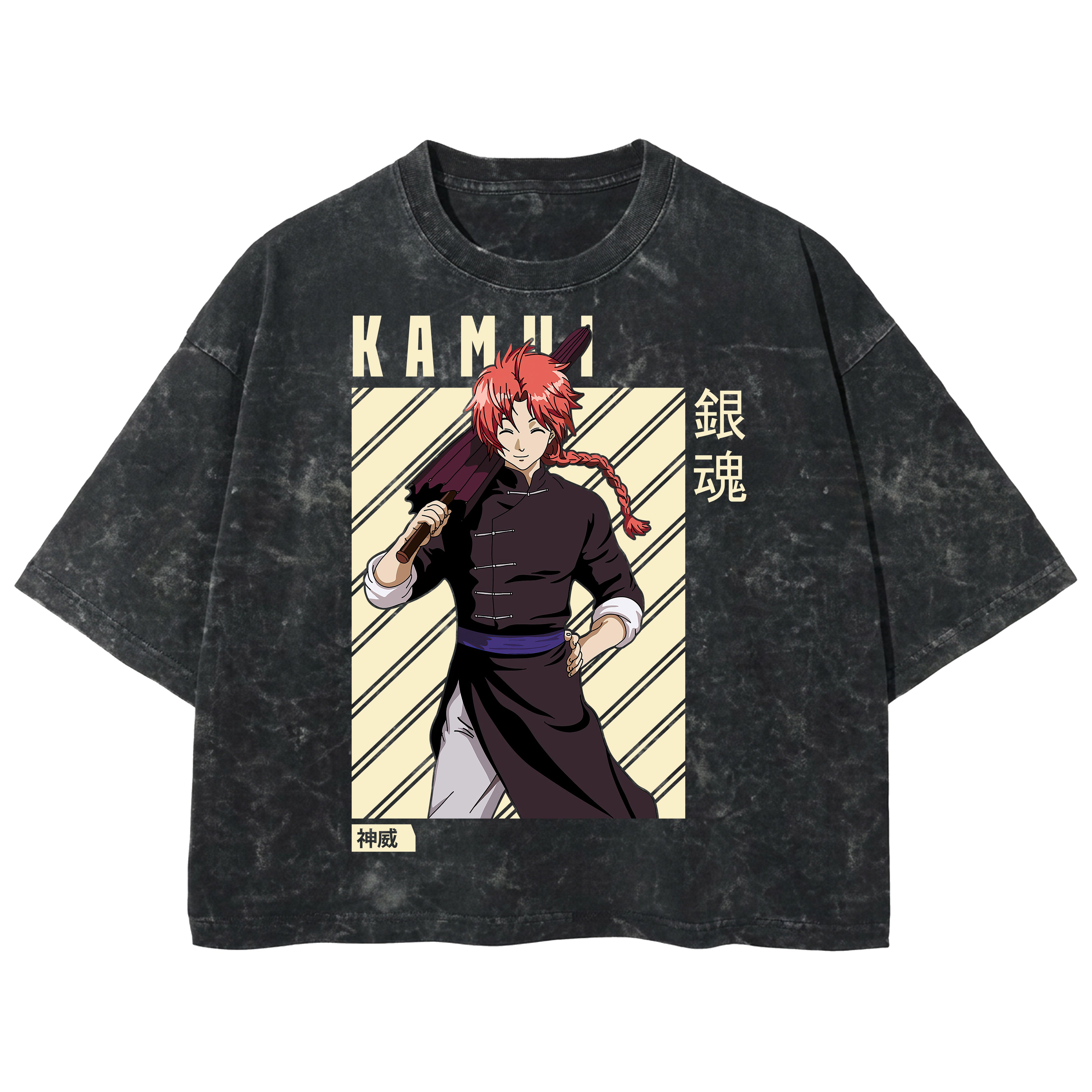 Playera streetwear premium de anime y gaming ExtraLife MX, corte boxy deluxe mineral wash heavyweight en color Acid Wash, moda urbana mexicana de culto.