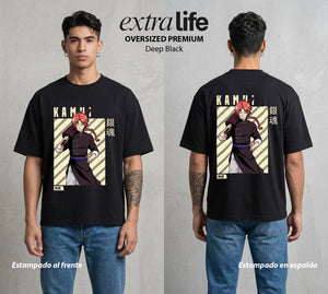 El Samurai sin Trabajo | El Yato del Poder #02057 - Playera Oversized Premium | Deep Black - Foto en modelo