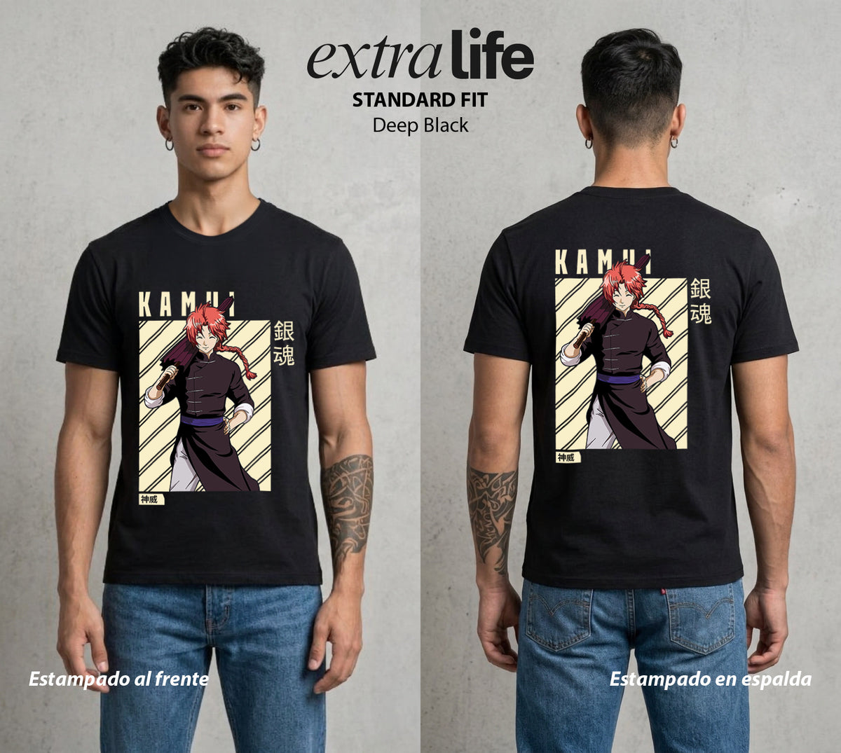 El Samurai sin Trabajo | El Yato del Poder #02057 - Playera Classic Premium | Deep Black - Foto en modelo