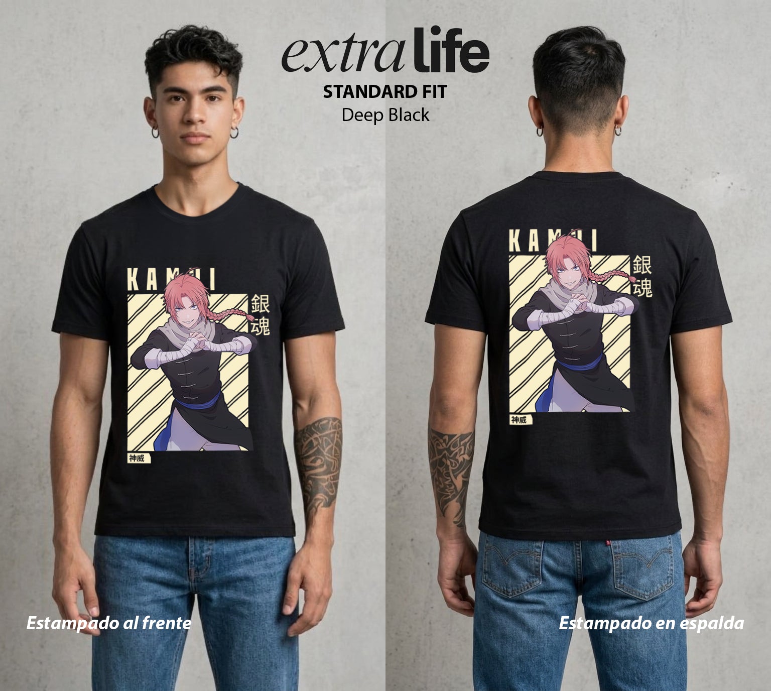 El Samurai sin Trabajo | El Guerrero Alien #02058 - Playera Standard Fit | Deep Black - Foto en modelo