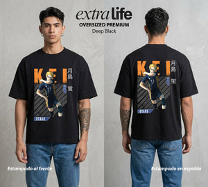 El Vuelo del Voleibol | El Bloqueo del Hielo #02061 - Playera Oversized Premium | Deep Black - Foto en modelo