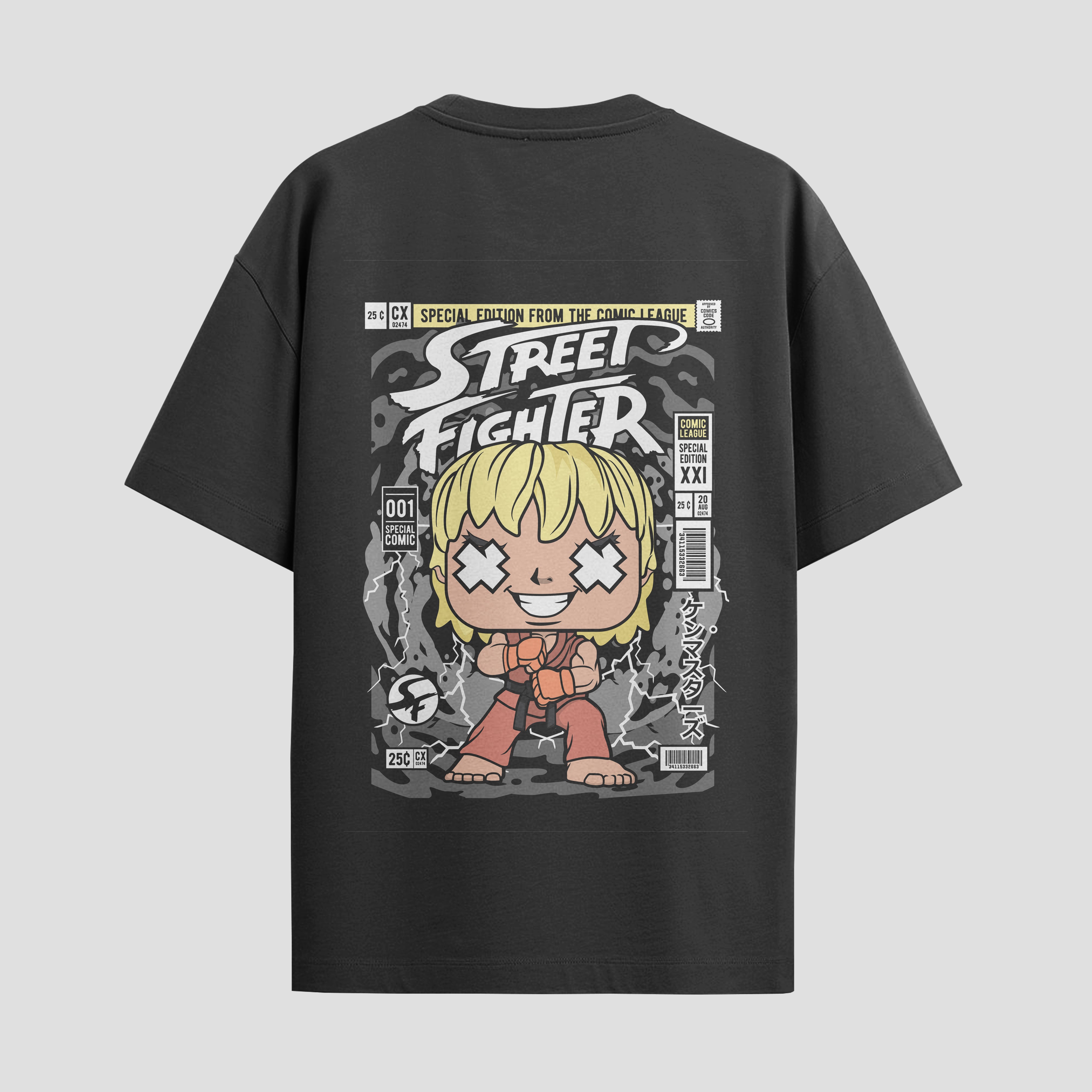 Playera urbana de anime y gaming ExtraLife MX, corte Standard Fit unisex ligero y transpirable en color Deep Black y Pure White, ropa de uso diario para gym y casual.