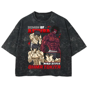 Playera streetwear premium de anime y gaming ExtraLife MX, corte boxy deluxe mineral wash heavyweight en color Acid Wash, moda urbana mexicana de culto.