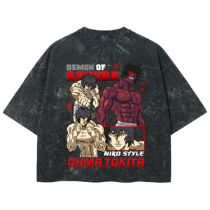 Playera streetwear premium de anime y gaming ExtraLife MX, corte boxy deluxe mineral wash heavyweight en color Acid Wash, moda urbana mexicana de culto.