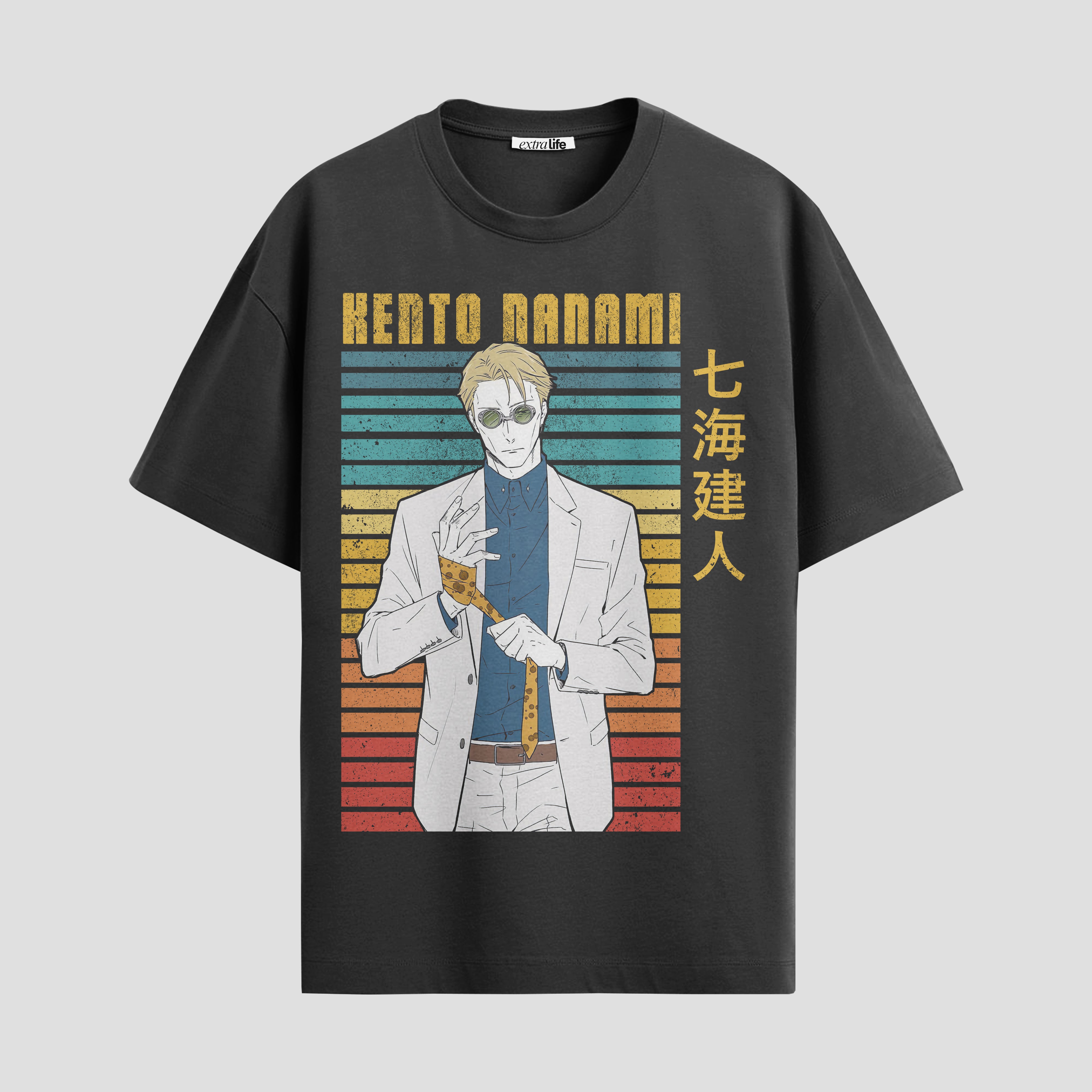 Playera urbana de anime y gaming ExtraLife MX, corte Standard Fit unisex ligero y transpirable en color Deep Black y Pure White, ropa de uso diario para gym y casual.