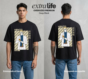 El Arte de las Maldiciones | El Espadachin de Oficina #02069 - Playera Oversized Premium | Deep Black - Foto en modelo