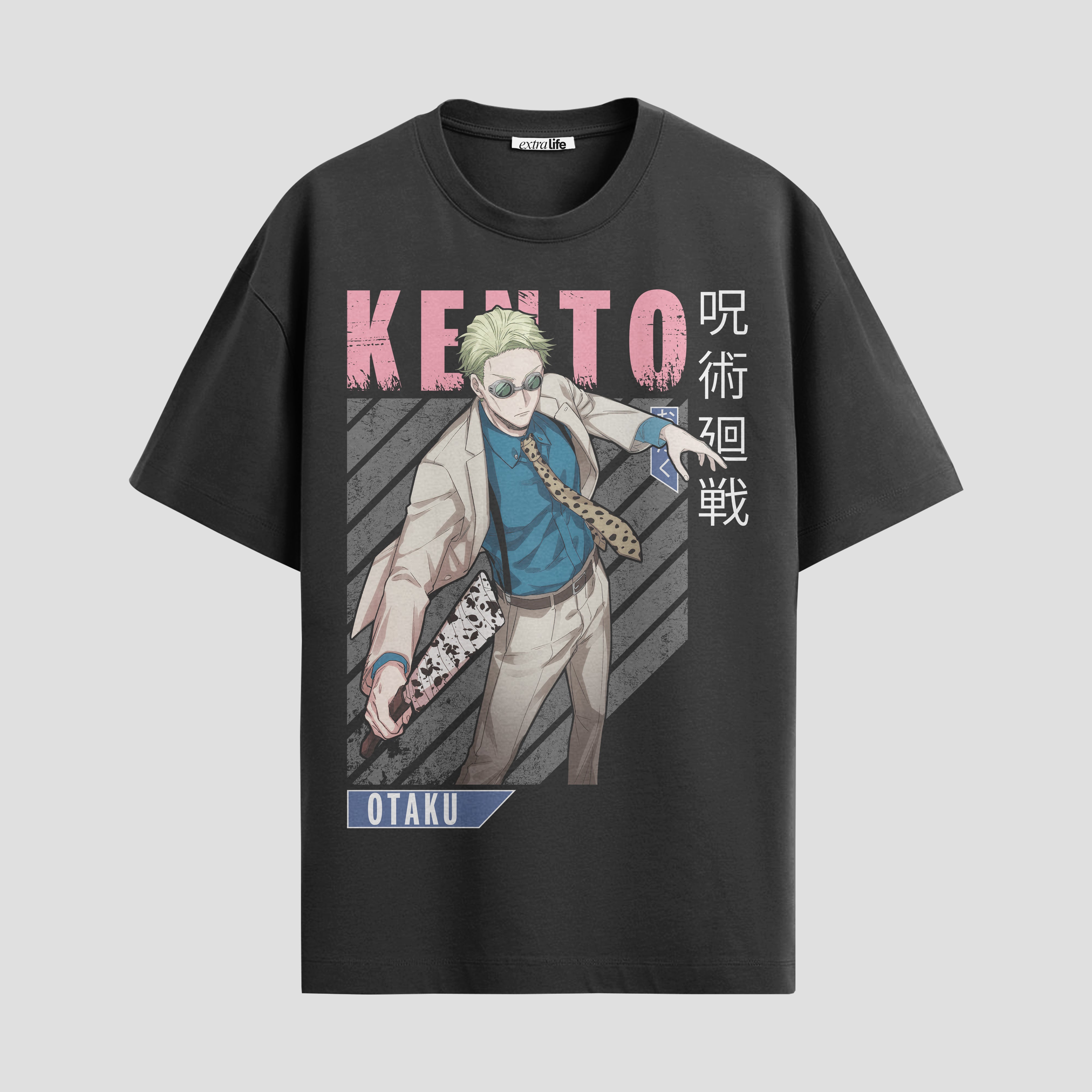 Playera urbana de anime y gaming ExtraLife MX, corte Standard Fit unisex ligero y transpirable en color Deep Black y Pure White, ropa de uso diario para gym y casual.
