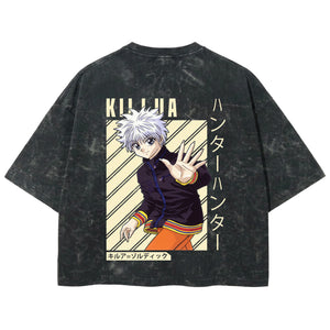 Playera streetwear premium de anime y gaming ExtraLife MX, corte boxy deluxe mineral wash heavyweight en color Acid Wash, moda urbana mexicana de culto.