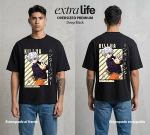 La Prueba del Cazador | El Rayo del Clan #02077 - Playera Oversized Premium | Deep Black - Foto en modelo