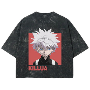 Playera streetwear premium de anime y gaming ExtraLife MX, corte boxy deluxe mineral wash heavyweight en color Acid Wash, moda urbana mexicana de culto.