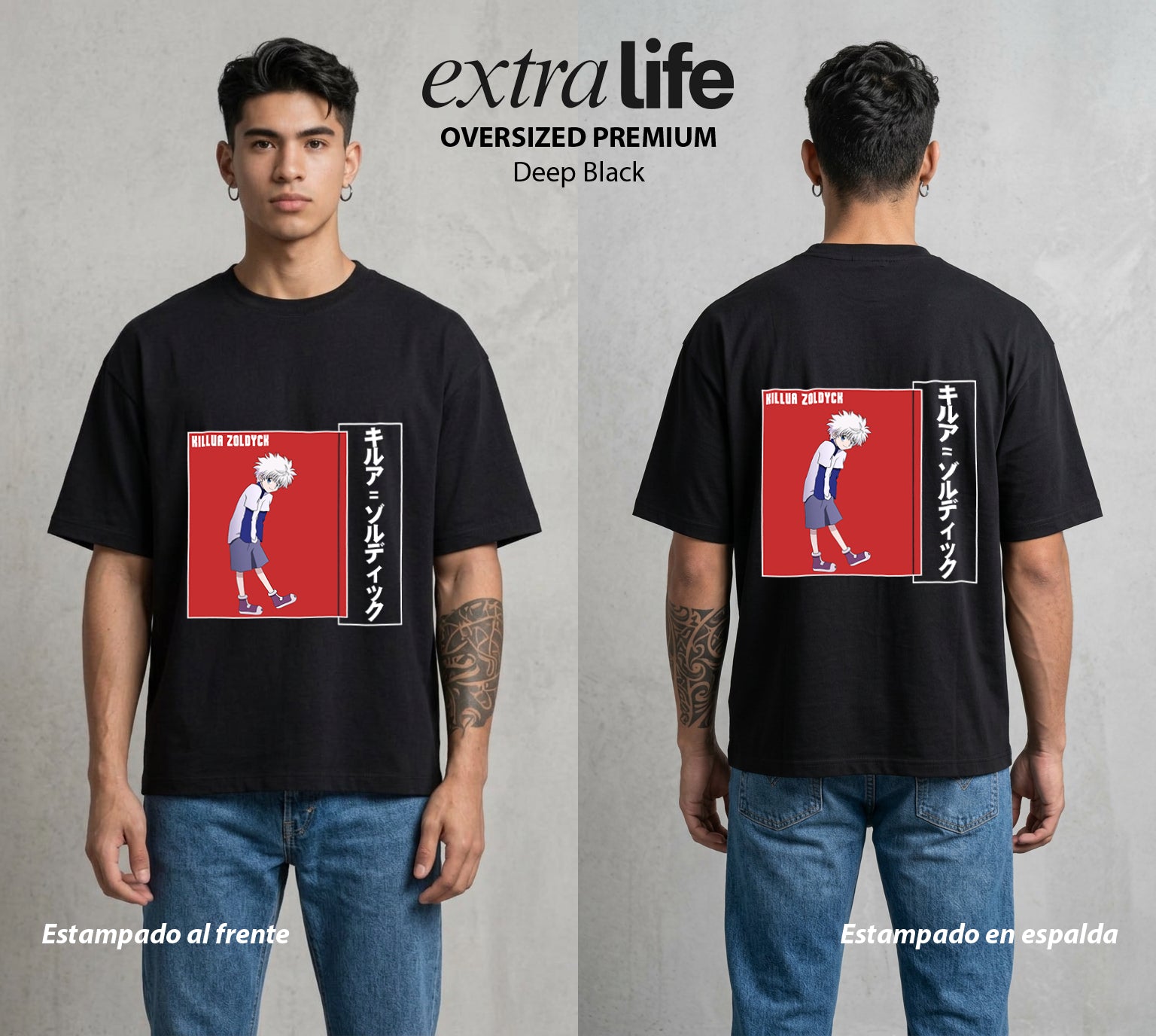 La Prueba del Cazador | El Rayo del Clan #02081 - Playera Oversized Premium | Deep Black - Foto en modelo