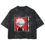Playera streetwear premium de anime y gaming ExtraLife MX, corte boxy deluxe mineral wash heavyweight en color Acid Wash, moda urbana mexicana de culto.