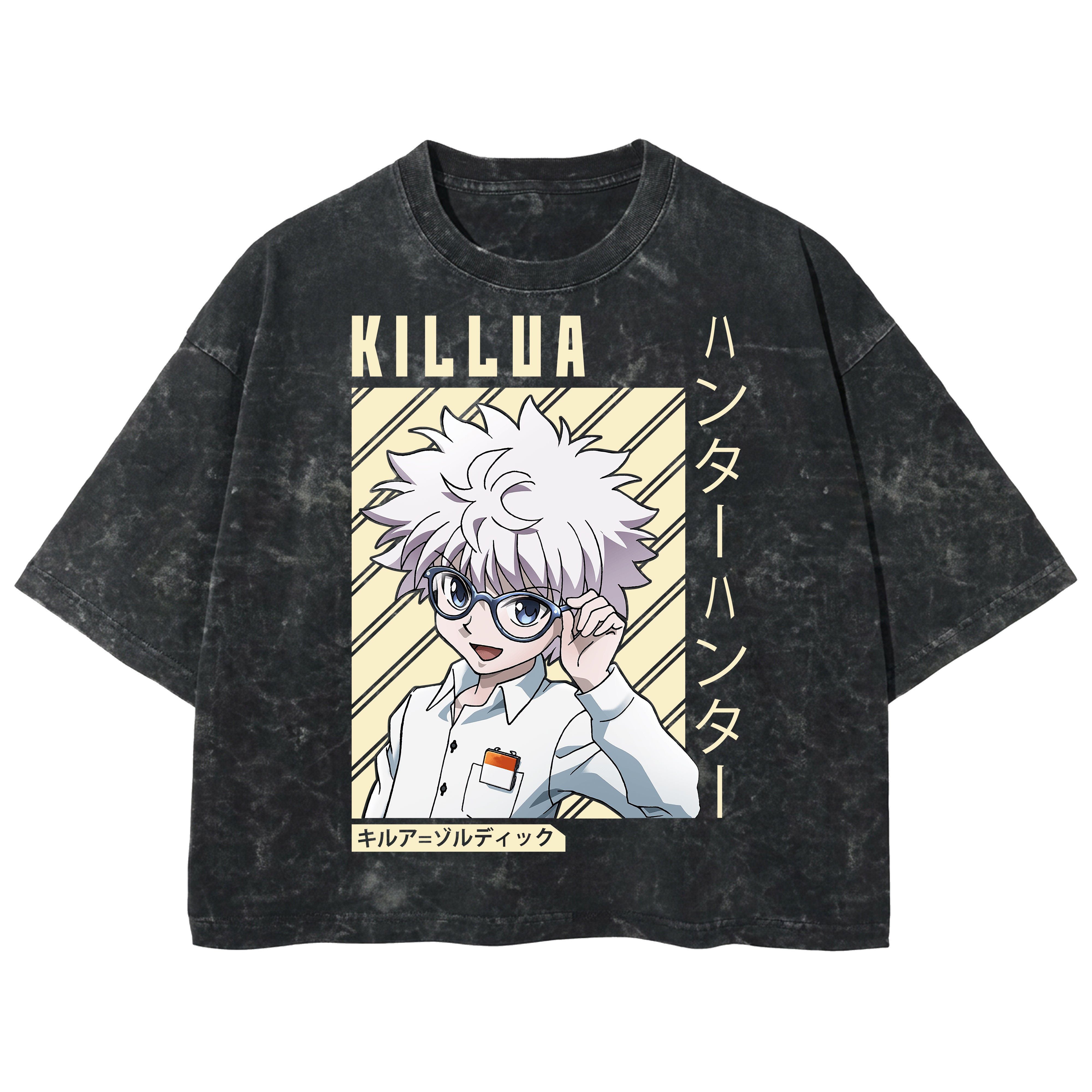 Playera streetwear premium de anime y gaming ExtraLife MX, corte boxy deluxe mineral wash heavyweight en color Acid Wash, moda urbana mexicana de culto.
