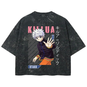 Playera streetwear premium de anime y gaming ExtraLife MX, corte boxy deluxe mineral wash heavyweight en color Acid Wash, moda urbana mexicana de culto.