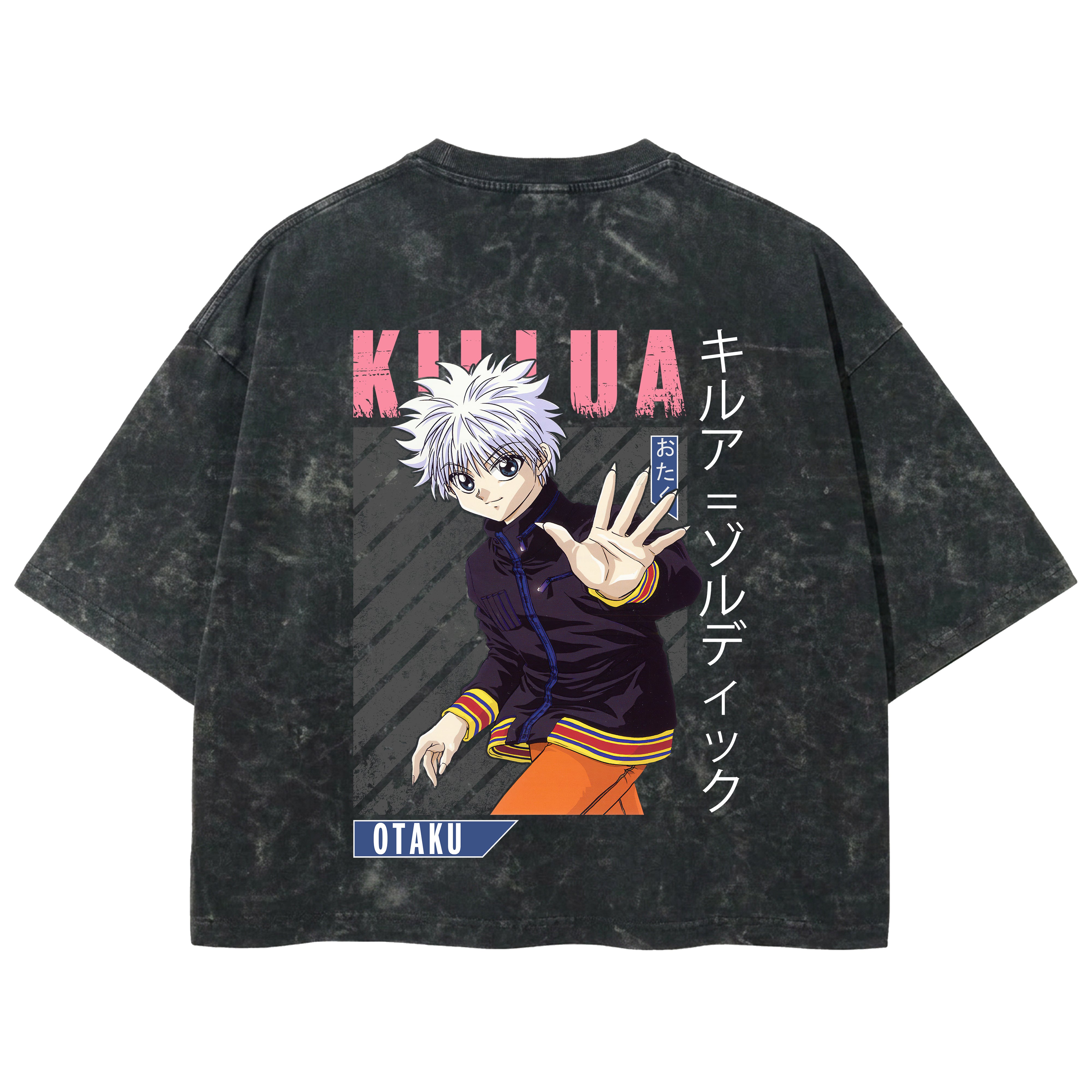 Playera streetwear premium de anime y gaming ExtraLife MX, corte boxy deluxe mineral wash heavyweight en color Acid Wash, moda urbana mexicana de culto.