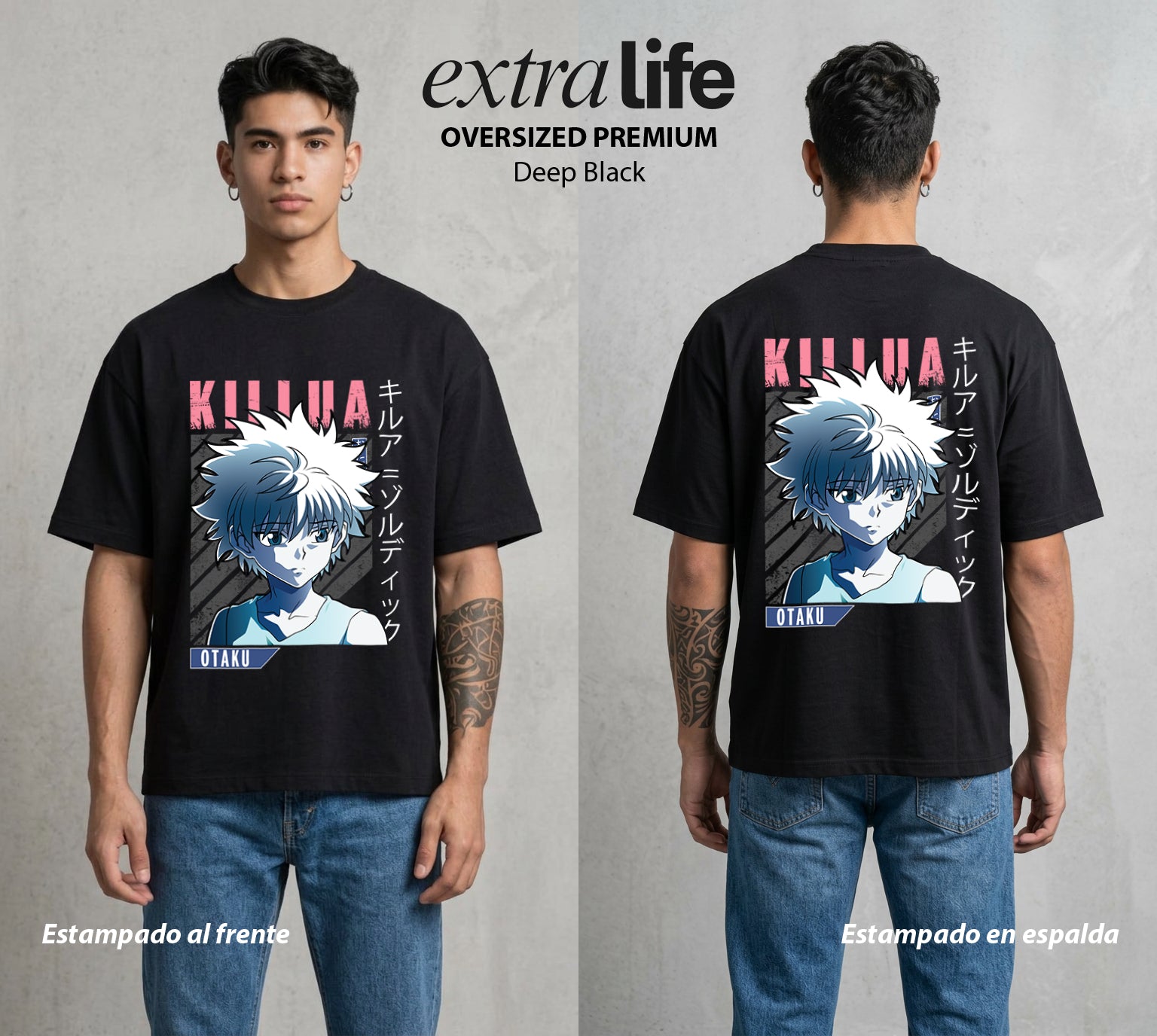 La Prueba del Cazador | El Asesino del Bien #02086 - Playera Oversized Premium | Deep Black - Foto en modelo