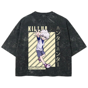 Playera streetwear premium de anime y gaming ExtraLife MX, corte boxy deluxe mineral wash heavyweight en color Acid Wash, moda urbana mexicana de culto.