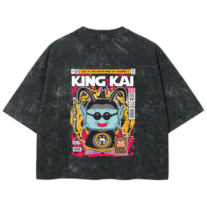 Playera streetwear premium de anime y gaming ExtraLife MX, corte boxy deluxe mineral wash heavyweight en color Acid Wash, moda urbana mexicana de culto.