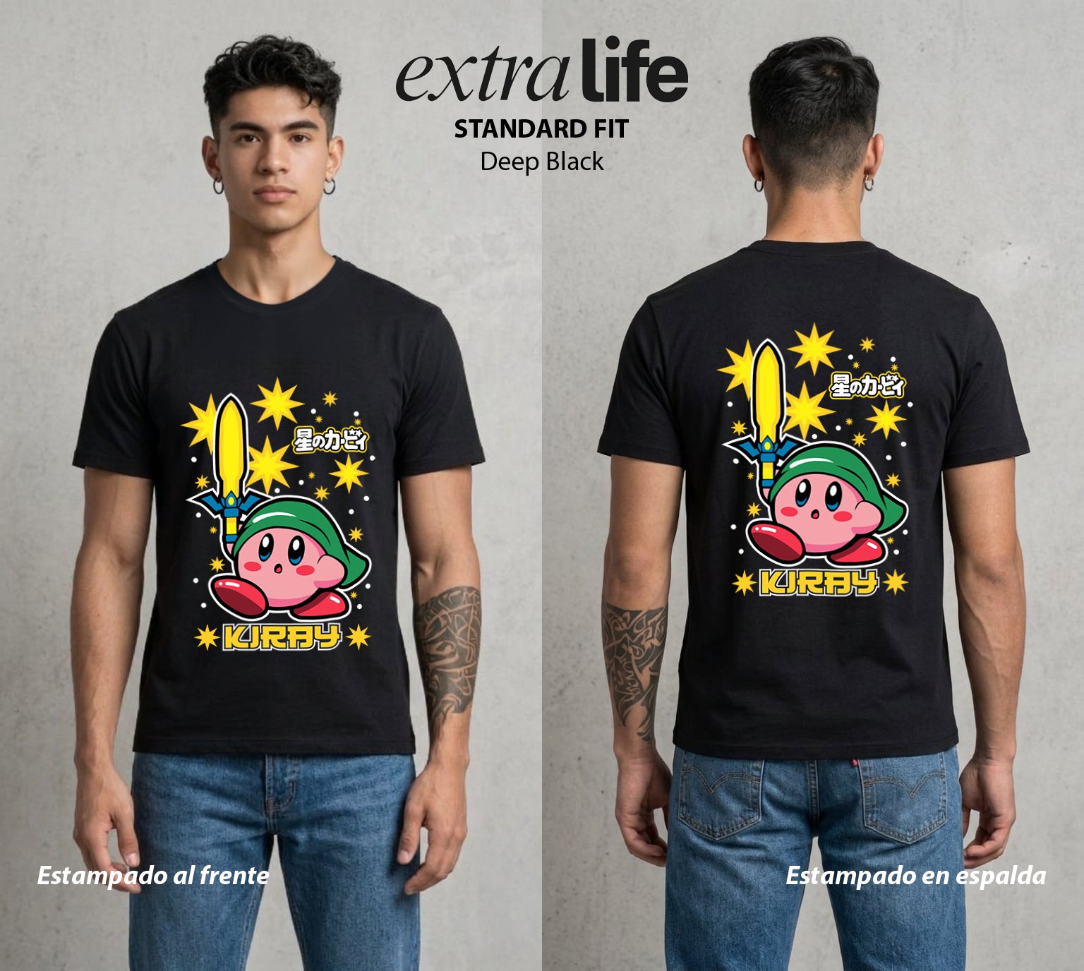 El Reino Rosa | El Heroe Legendario #02099 - Playera Standard Fit | Deep Black - Foto en modelo