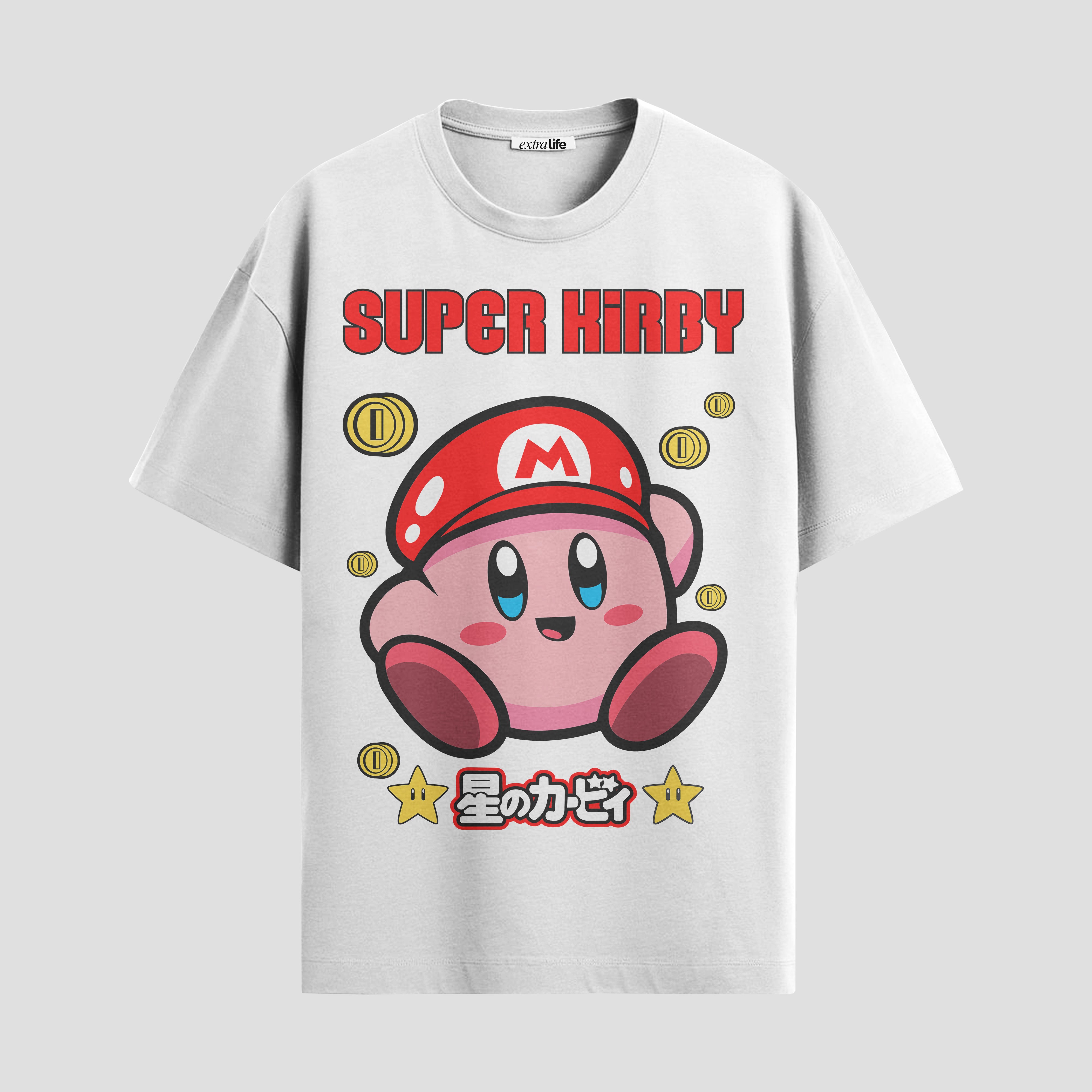 Playera urbana de anime y gaming ExtraLife MX, corte Standard Fit unisex ligero y transpirable en color Deep Black y Pure White, ropa de uso diario para gym y casual.